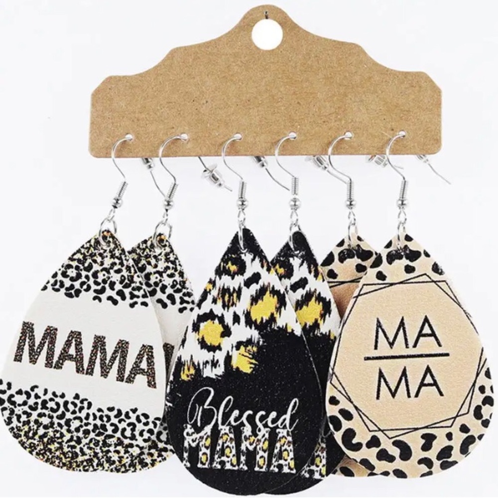 LEOPARD Print MAMA Earrings!! Set of 3! NWT
